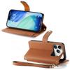 For iPhone 17 Pro Max Case RFID Blocking Zipper Pocket Leather Wallet Phone Cover with Strap