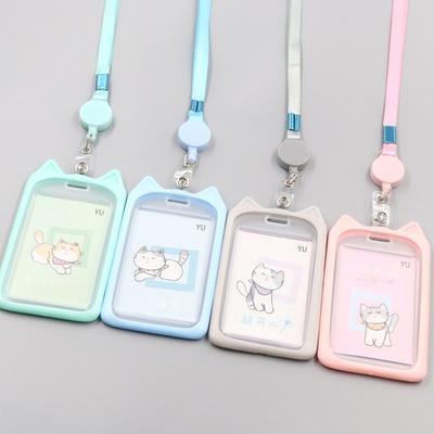 Мультяшный кот Пластиковый держатель для карт Чехол для ID-карты Обложка для кредитной карты Чехол для проездного на автобус Бейдж на ретракторе Идентификационный чехол для банковской карты
