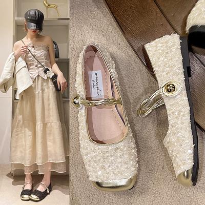 Темпераментные туфли-лодочки на плоской подошве с маленьким квадратным носком, новые весенние вечерние туфли Мэри Джейн, туфли для бабушки, нежные одинарные туфли, женская обувь 2025