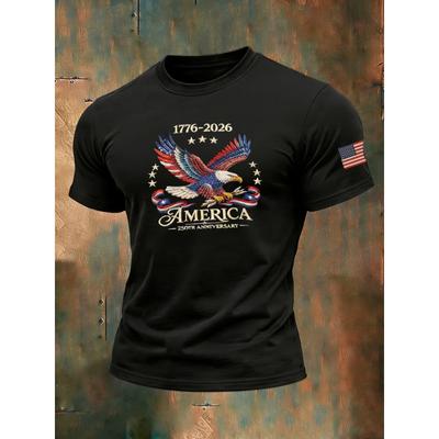 Mens USA 250th Us Flag Freedom 17762026 Print T Shirt Casual Short Sleeve O Neck Tee Summer Trendy Tops
