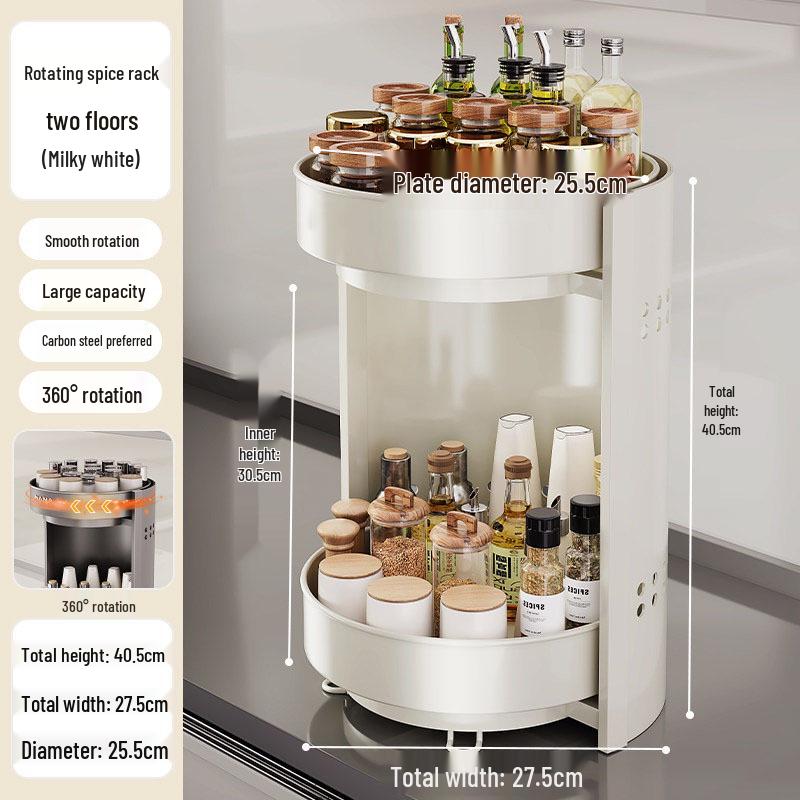 Rotating Kitchen Spice Rack - All-in-One Countertop Storage for Oil, Salt, Soy Sauce, & Vinegar