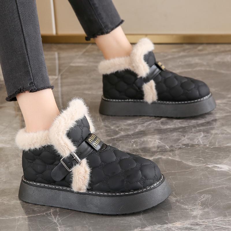 2024 Velcro Модная женская обувь Plus Velvet Выходная обувь большого размера из хлопка Водонепроницаемые зимние ботинки Широкие ноги Полные беременные женские хлопковые туфли