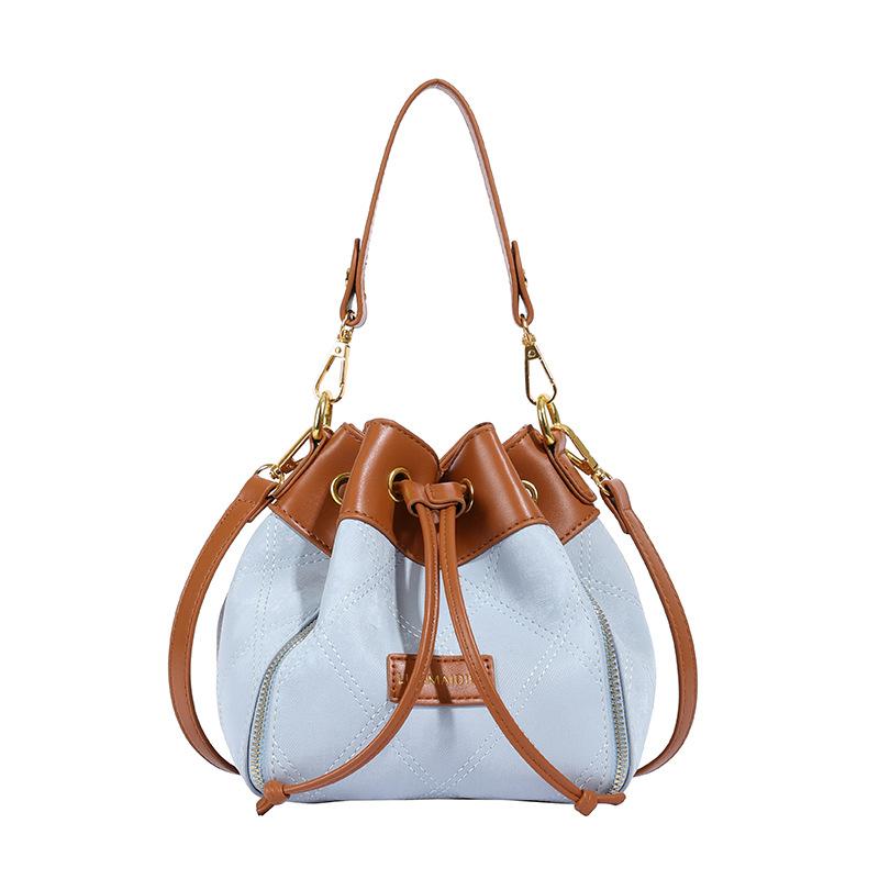 Новая маленькая сумка-ведро подмышкой, контрастная сумка с завязками через плечо, маленькая женская сумка через плечо