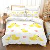 Cute Yellow Duck Duvet Cover Set High Quality Cartoon Style Bedding Set Comforter Cover Set For Girls Boys Kawaii Bedroom Decor