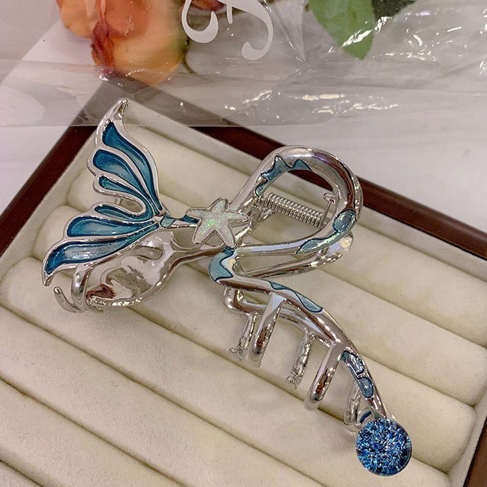 Wave Metal Shark Clip Starfish Geometric Hair Claw Creative Fish Tail Shape Claw Clips  Wash Face