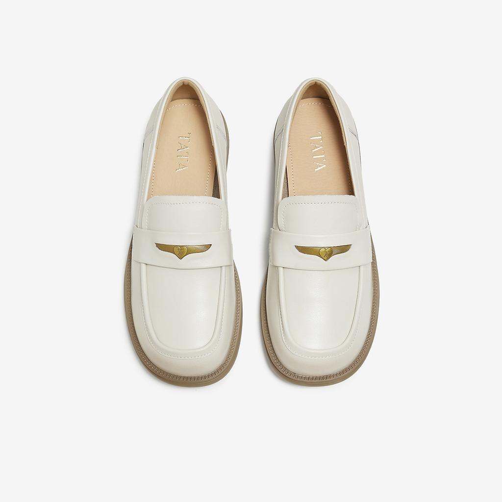 TATA/He She 2025 Autumn Shopping Mall Same Fashion Casual Round Head Women's Le Fu Shoes