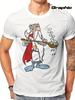 Men'S White Retro Faber Comic Strip T-Shirt - Short Sleeve Crew Neck Casual Top