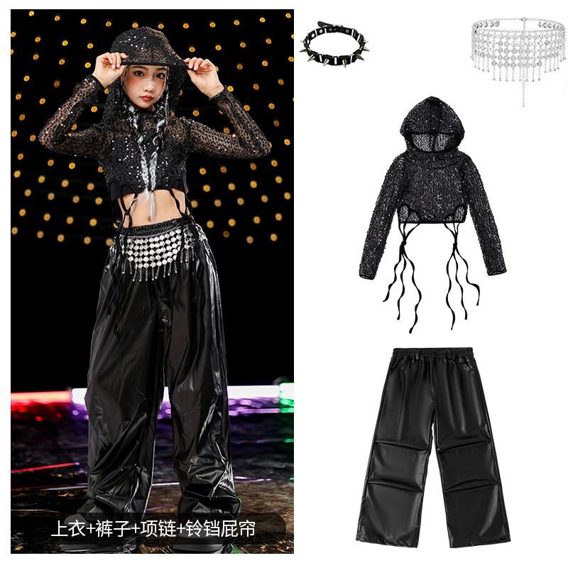 Girls Hip Hop Dance Costume Kids Cool Stage Performance Outfit Winter Jazz Dancewear