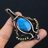 Labradorite Gemstone Pure Copper Wire Wrapped Designer Handmade Pendant Jewelry Gift