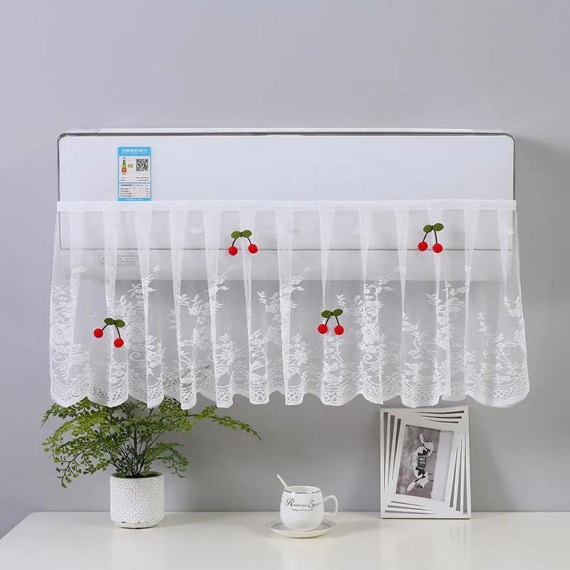 Elegant Lace Embroidered Design Anti-Direct Blowing Air Conditioner Covers Cloth Wall-Mounted Dust-Proof Case Home Decoration