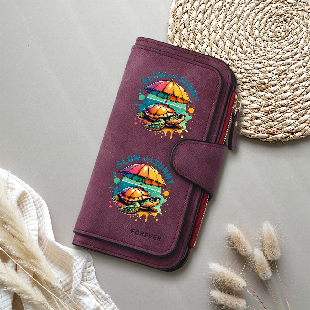 Slow and Sunny Turtle Pattern Wallet Forever Women's Fashion Long Purse