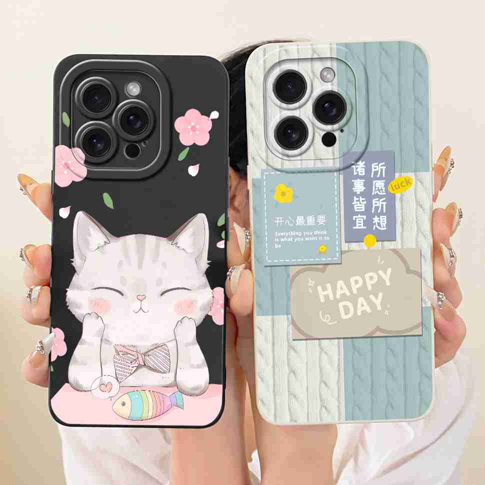 For iPhone 15 Pro A2848 A3101 Case Fashion Cartoon Print Soft Silicone Cover For iPhone 15Pro A3102 A3104 Phone Shell Bumper