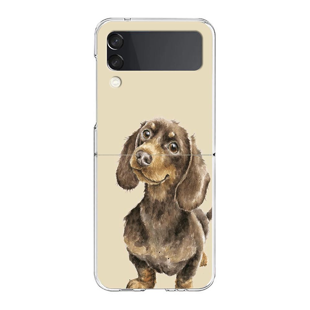Чехол для телефона Такса Собака-сосиска Для Samsung Galaxy Z Flip 3 4 5 6 fold Жесткий чехол Для Galaxy Z Flip 3 5 6 Прозрачный чехол