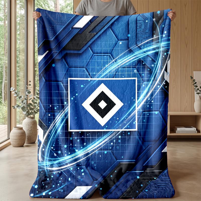 Hamburger SV Football Print Flannel Blanket, Soft Warm Lightweight Throw Blanket for Sofa Bed Camping