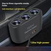 Multifunctional Car Charger, Car Charger, Cigarette Lighter, One To Three with USB + PD Fast Charging Interface 12V24V Universal