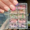 24 шт. Красочные французские короткие квадратные накладные ногти Полное покрытие Носимые искусственные ногти Маникюр Акриловые балерина Гелевые типсы для ногтей Накладные