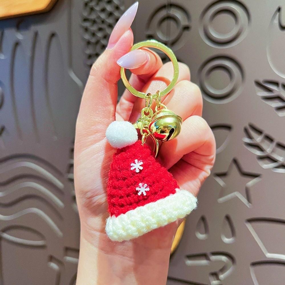 Hand-woven Christmas Hat Keychains Cute Keyrings Bagpack Mini Gloves Pendant Gifts