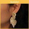 Metal Leaf Earrings With Gold Coating And Bold Design For Holidays And Events
