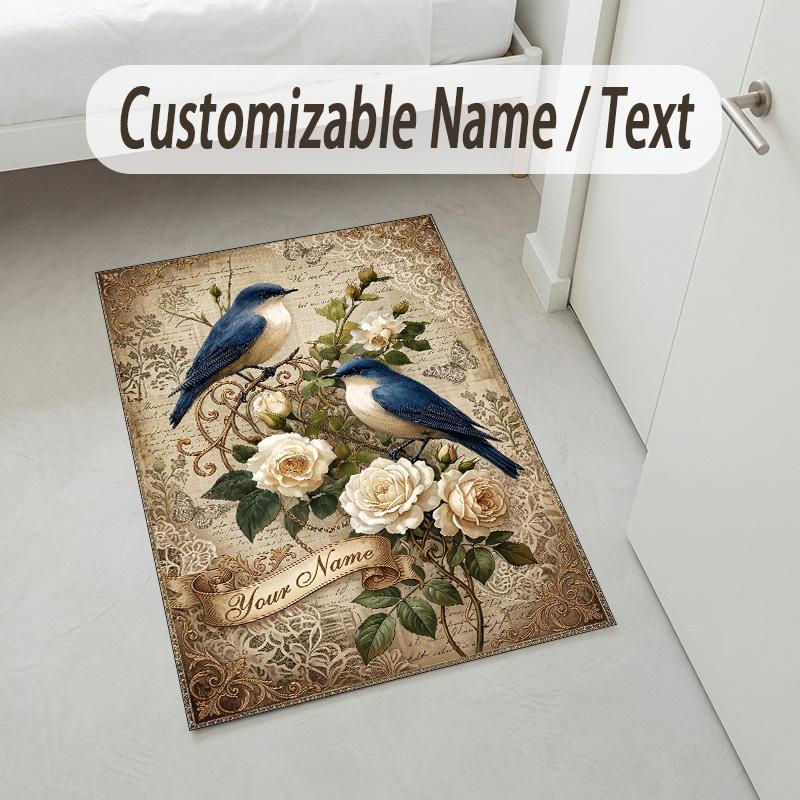 Vineyard Serenity Theme Soft Crystal Velvet Rug Custom Name & Text Print Non Slip Floor Rug for Bedroom Living Room