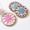 Colorful Shells Round Rattan Coaster Dining Table Protector Pad Heat Resistant Cup Mat Coffee Tea  Drink Mug Placemat Kitchen