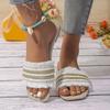 Женские сандалии 8 Женские сандалии Модные Новый узор Цветной блок Квадратный носок Открытый носок Дышащие Сандалии на плоской подошве Женские