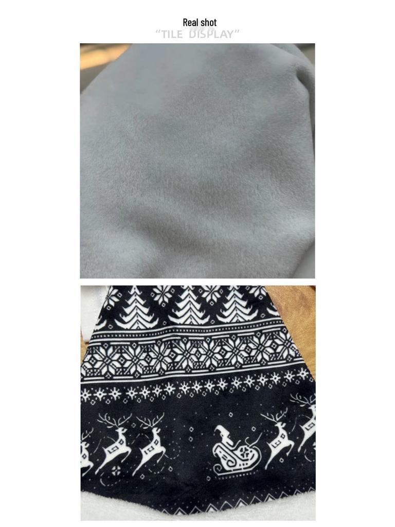 Рождественская двусторонняя флисовая шапка 2024 для взрослых и детей – Короткий плюш, Вельвет, с принтом рождественских элементов