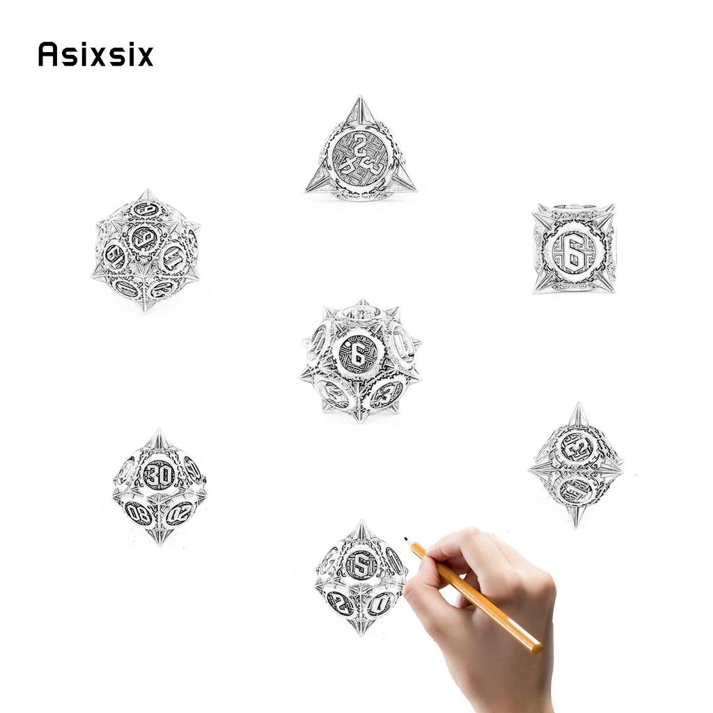 7 шт. медный метеоритный молоток, металлические кубики, набор твердых металлических многогранных кубиков, подходящий для ролевой игры, настольной игры, карточной игры