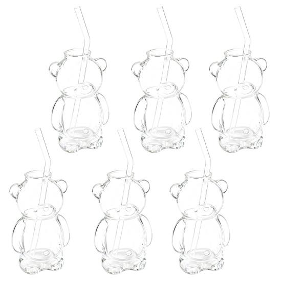 12 унций Стеклянная кружка в форме медведя Милая кружка для кофе с медведем Многоразовая посуда для пива, вина, коктейлей для дома, бара, кухни, ресторана, вечеринки