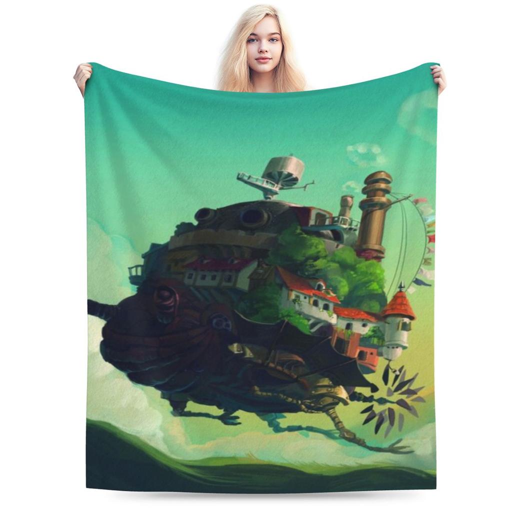 Anime Floating Castle Personalized Comfortable Gift An UltraSoft Micro Fleece Blanket