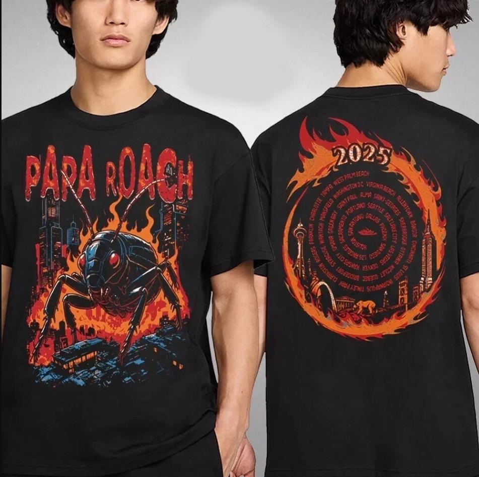Футболка Papa Roach The Roachzilla 2025 North American Tour, размеры S-4XL