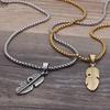 Hip-hop Hollow Retro Titanium Steel Necklace, Trendy Man Stainless Steel Pendant, Feather Necklace