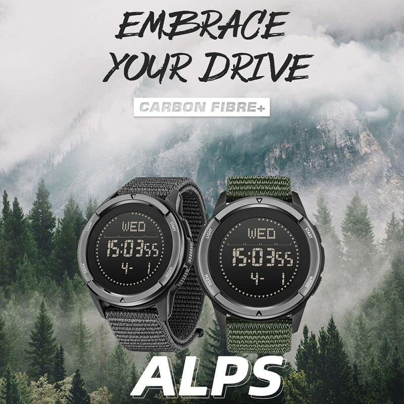 NORTH EDGE ALPS Мужские цифровые часы из углеродного волокна Shock Militray Спортивные супер легкие уличные компасы Водонепроницаемые наручные часы 50 м