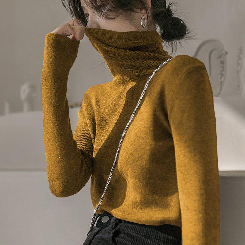 Women's Turtleneck Double-Sided German Velvet Long-Sleeve Top for Autumn/Winter - Myerlard Slimming, Thinning, and Thickened Design