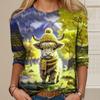 Spring and Autumn Round Neck Animal Highland Cow Graphic 3D Printed Top Fashionable Casual Long Sleeved Women's T-shirts