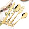 24pcs Gold Cutlery Set Royal Dinnerware Stainless Steel Silverware Spoon Fork Knife Kitchen Silverware Set Western Tableware