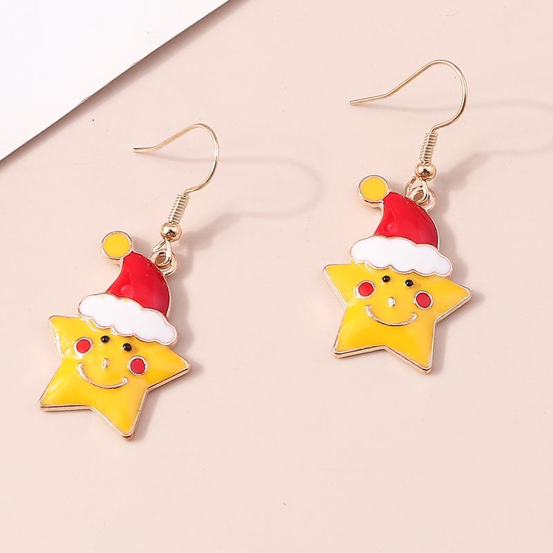 Рождественские серьги-снежинки с лосем и Сантой с характером