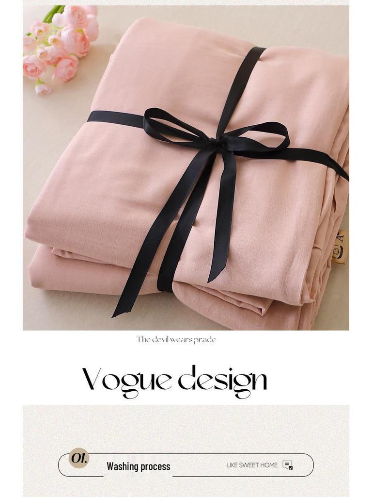 Princess Style 100% Cotton Double-Layer Gauze 4-Piece Bedding Set - Skin-Friendly and Baby-Safe