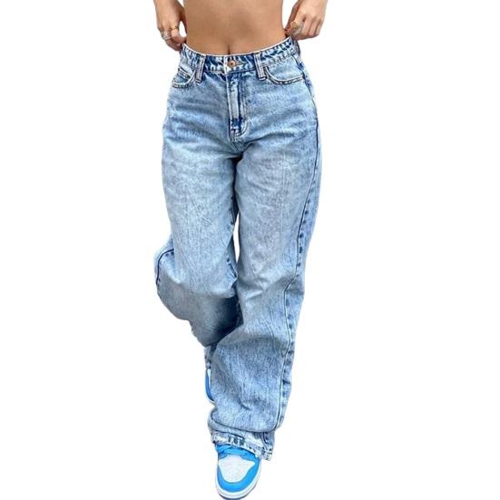 Женские джинсы с широкими штанинами, прямые джинсы с высокой талией, утягивающие брюки в пол в стиле ретро-панк для уличной моды