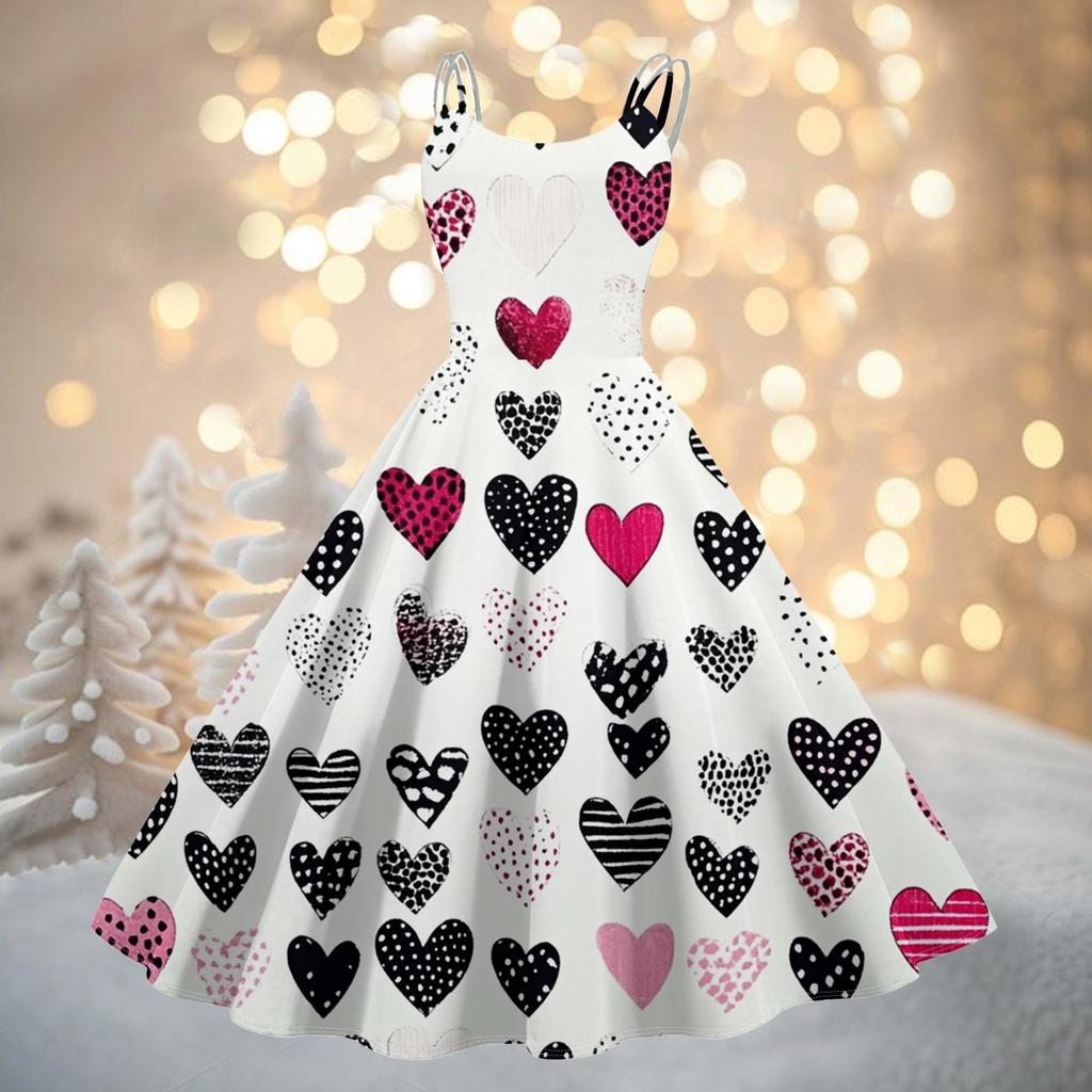 Women's Fashion Valentine's Day Printed Sexy Strapless Gothic Cocktail Dress Punk, Vintage Dress.
