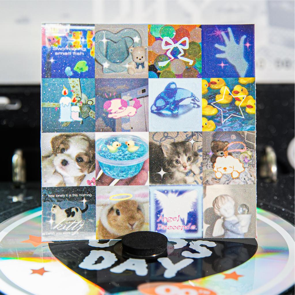 2 листа/пакет Синтетическая бумага Блестящая серия «Фэнтези» Фэнтези Маленькие квадратные декоративные наклейки Для фоторамок Календарь