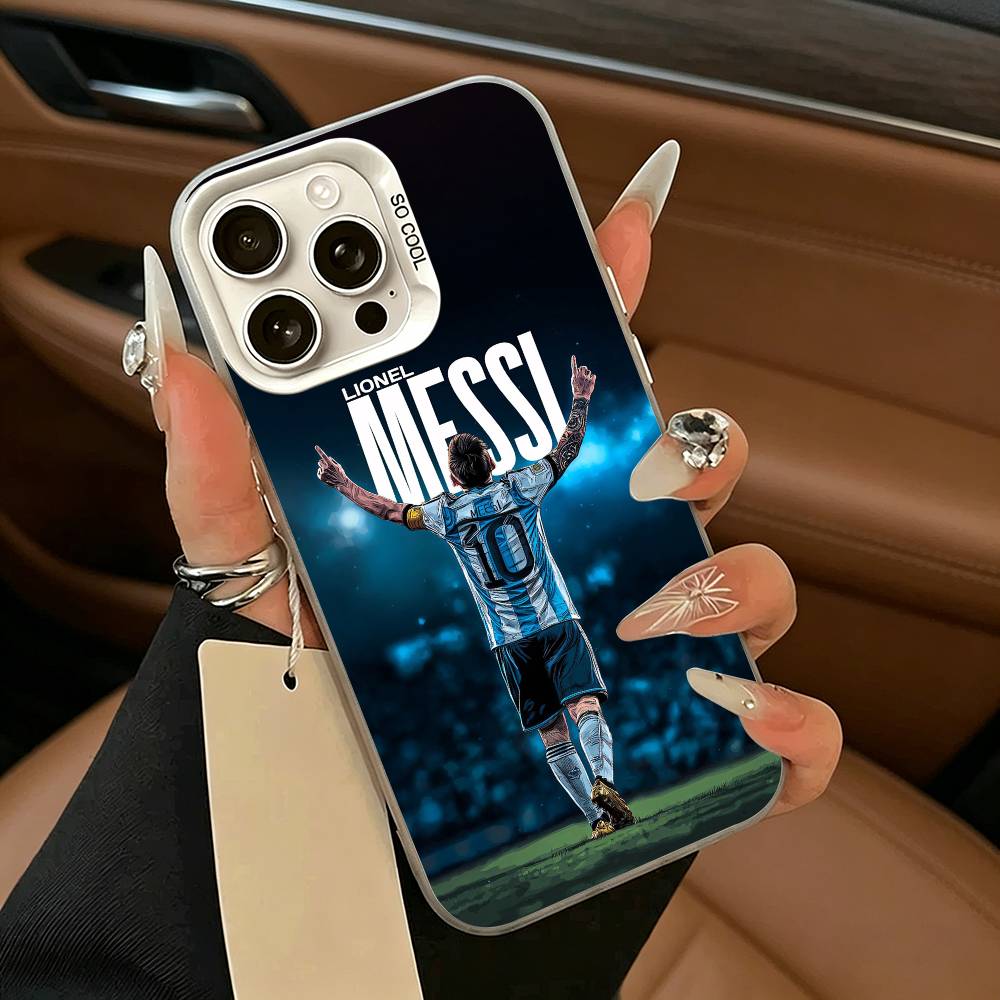 Чехол для телефона GOAT футболист М-месси Для iPhone 17,16,15,14,13,12,11 Plus,Pro Max,XS,бело-серебристый чехол для телефона