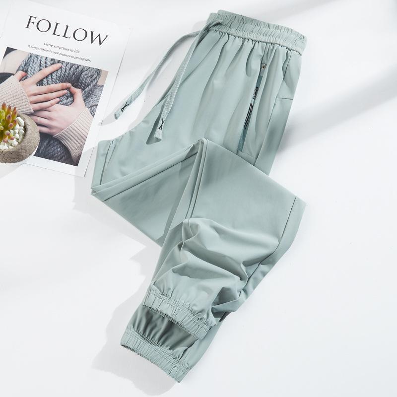 Unisex Summer Ice Silk Quick-Dry Joggers with UPF50 Sun Protection - Loose Fit Nine-Point Casual Pants