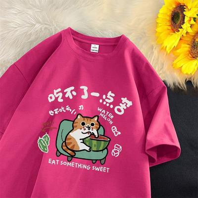 Футболка из хлопка белого цвета с короткими рукавами для женщин, лето 2025, новая свободная футболка большого размера