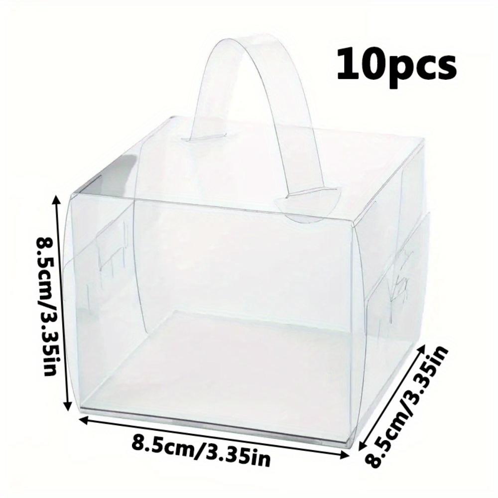 10 шт. Прозрачные пластиковые коробки для тортов с ручками, универсальные индивидуальные контейнеры для десертов на свадьбы, дни рождения, юбилеи, Рождество, Хэллоуин