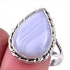 Natural Blue Lace Agate Gemstone 925 Solid Sterling Silver Gift Ring S.10 j6U98