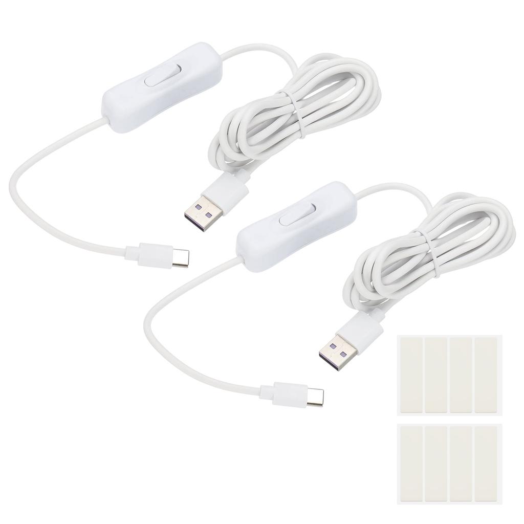 1/2 шт. USB-кабель 1 м/2 м с выключателем, USB-штекер на Type-C штекер, удлинитель с пенопластовой двусторонней лентой для светодиодной настольной лампы