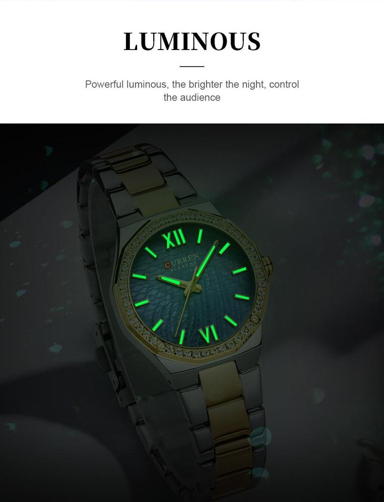 Женские модные кварцевые часы Curren Karrien 9103 с стальным браслетом
