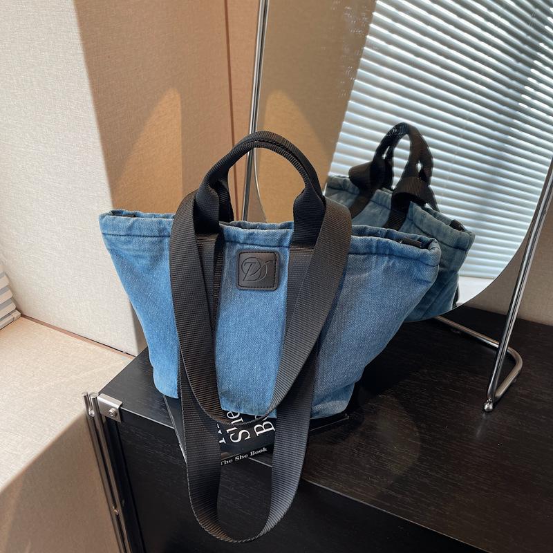 Джинсовая сумка большой вместимости, женская новая портативная сумка-мессенджер через плечо для поездок на работу, ретро-тренд, сумка-тоут