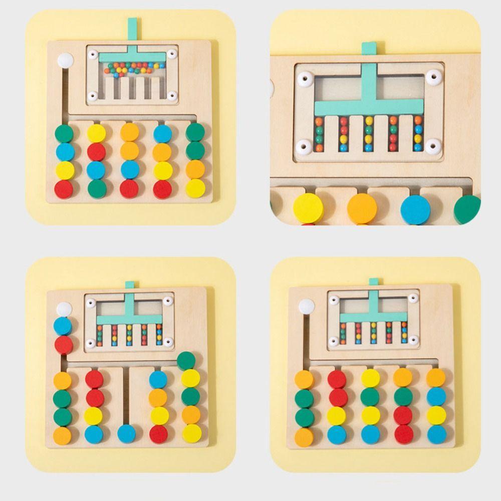 Wooden Montessori Sliding Puzzle Board Rolling Bead Wooden Rolling Toy Boy and Girl