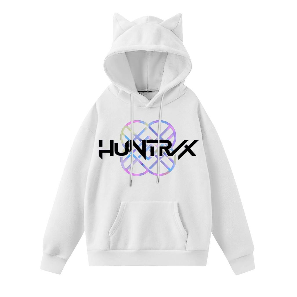 Ladies Fashion Casual Long Sleeve Printed Round Neck Hoodie Pullover Top With  Pockets